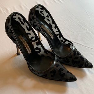 Manolo Blahnik Black Leopard Heels - 39.5, 9.5